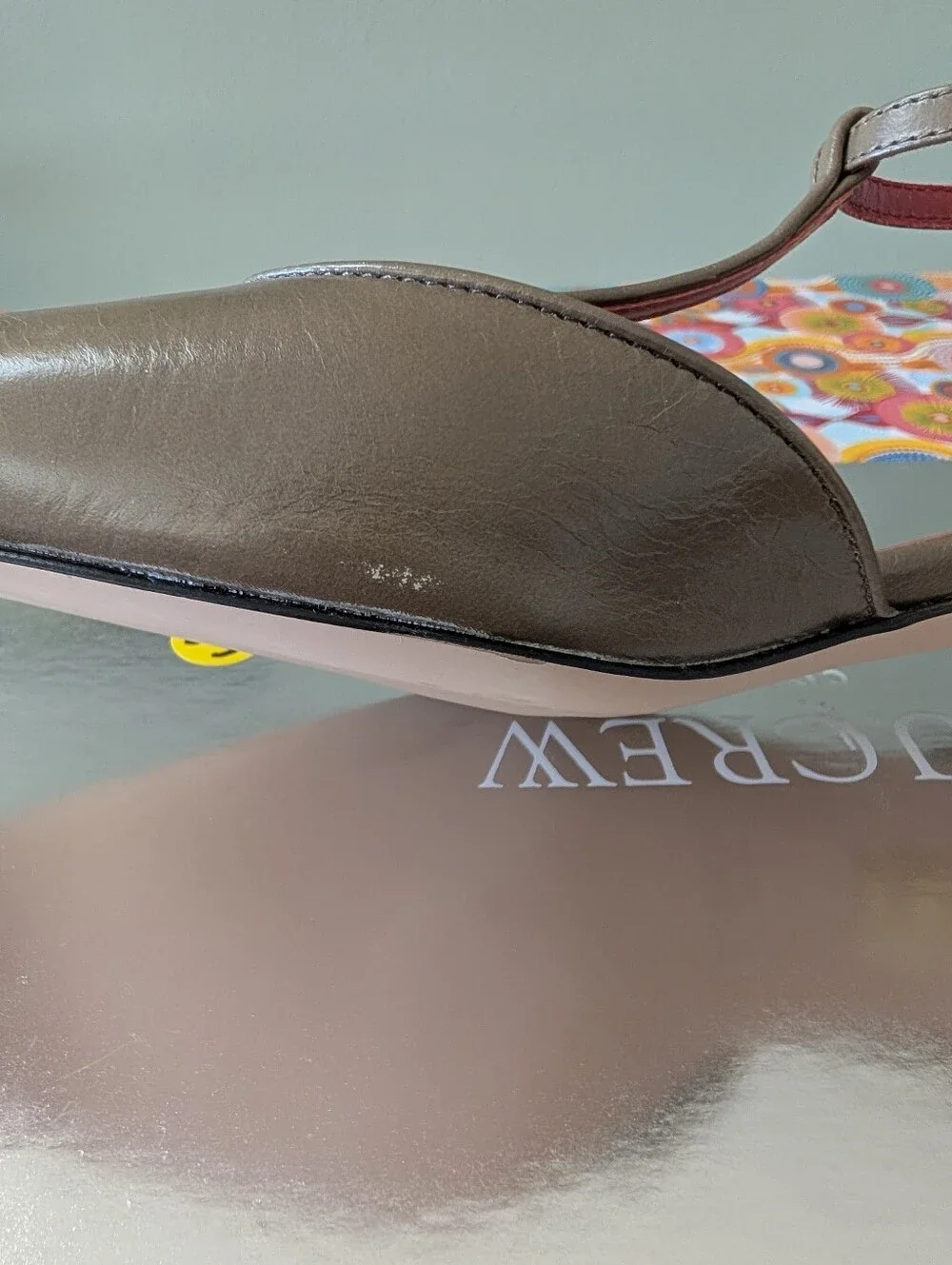J Crew Made-in-Italy T-strap heels in leather CR930  Size 9.5 *Flawed